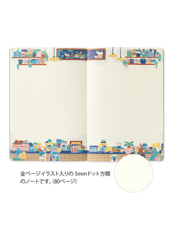 Midori Yuru Log B6 Dot Grid Notebook - Coffee Shop Design (15401006)