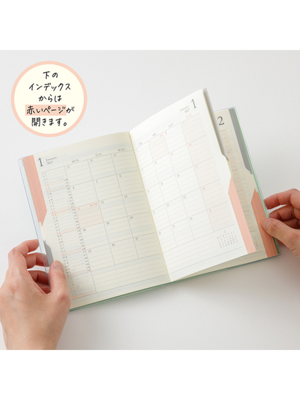 Midori 2027 B6 Double Schedule Monthly Diary Light Green