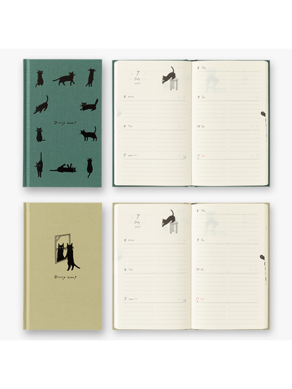 Midori 2027 Japanese Cat Diary B6 Slim Set