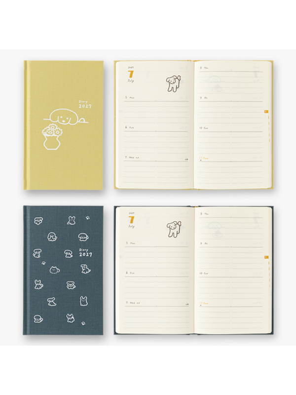 Midori 2027 Japanese Dog Diary B6 Slim Monthly & Weekly Planner