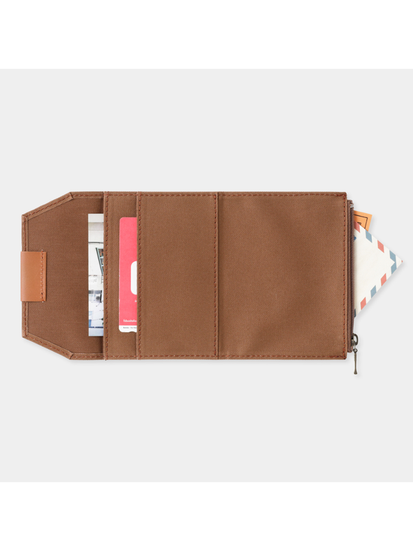 TRAVELER'S notebook Passport Size Cotton Zipper Case – Coffee
