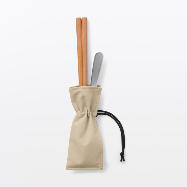 MUJI Nylon Cutlery Pouch – Gray or Beige