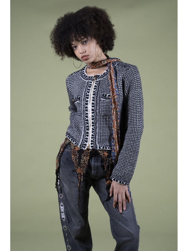 Kapital 5G Knit Zip Cabaret Cardigan Knit Sweater