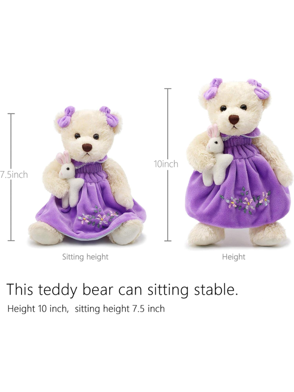 Oitscute Teddy Bear Plush Toy Purple Dress