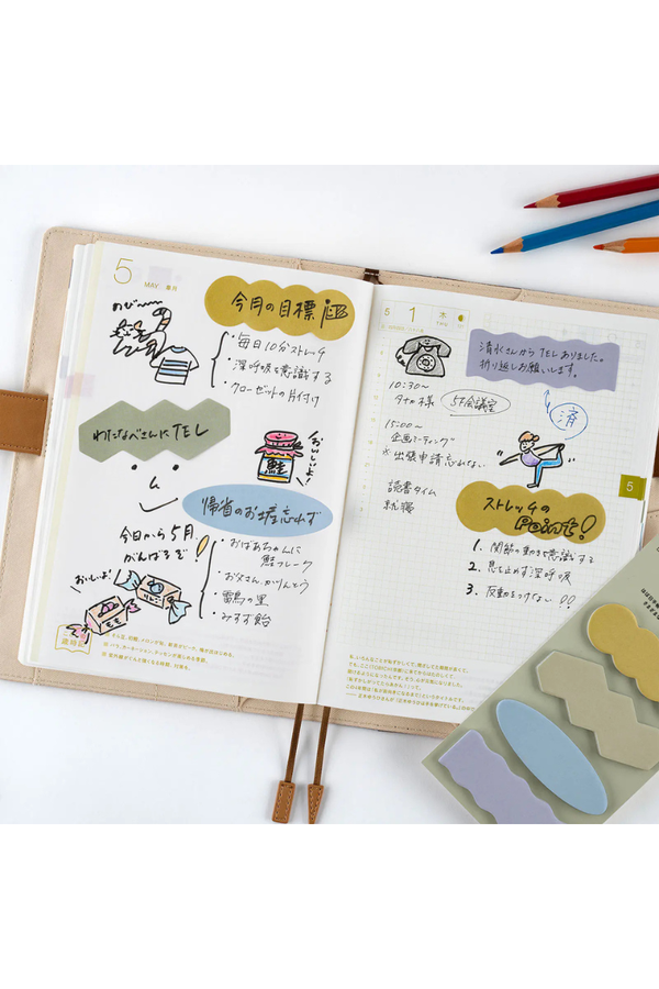 Hobonichi TSUKI no IRO Sticky Notes Frame Shapes Guide