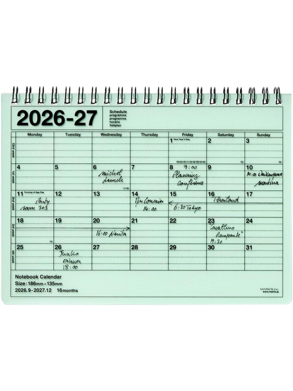 MARK'S 2027 Notebook Calendar Planner B6 September 2026 Start 27ADR-NB2