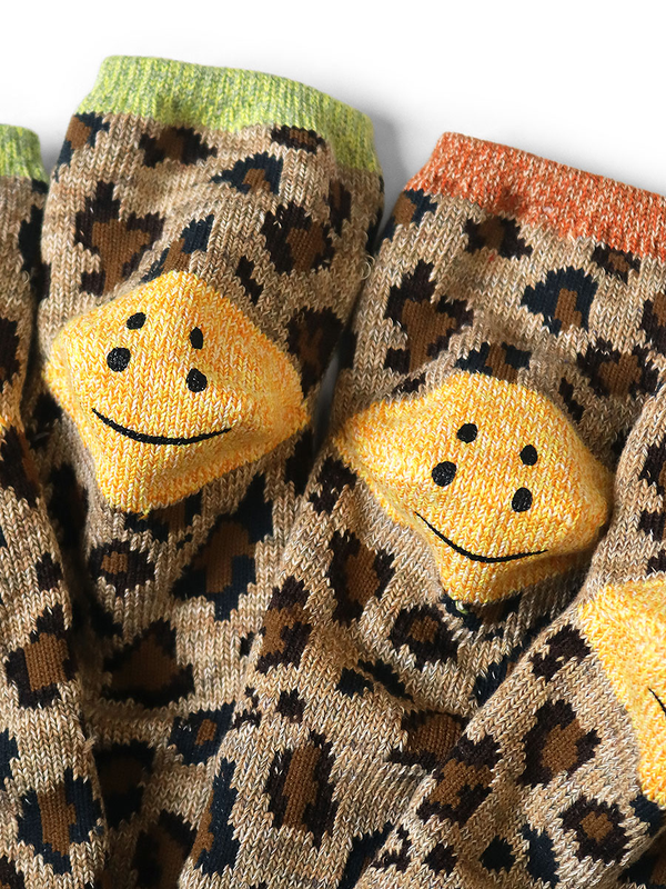 Kapital 84-ply RAINBOWY HAPPY HEEL Leopard Ankle Socks