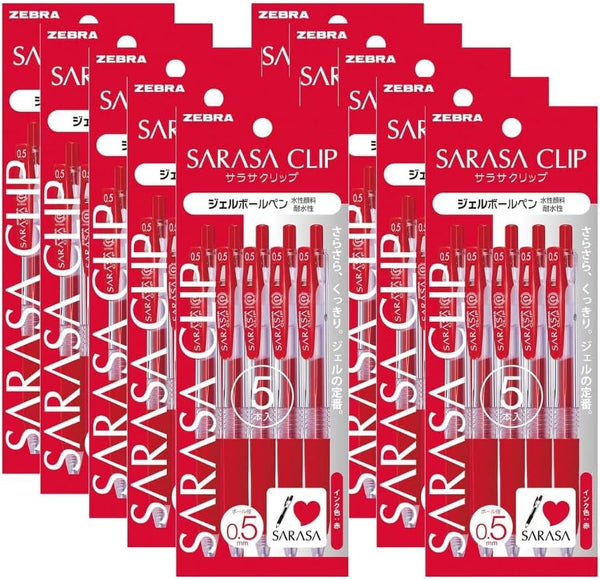 Zebra Sarasa Clip Gel Pen 0.5mm Red P-JJ15-R5 5 Pack