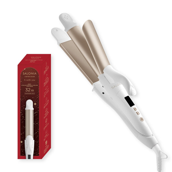 SALONIA 2-Way Straight & Curl Hair Iron 32mm – Champagne Gold (2026 Fall Winter Limited Color)