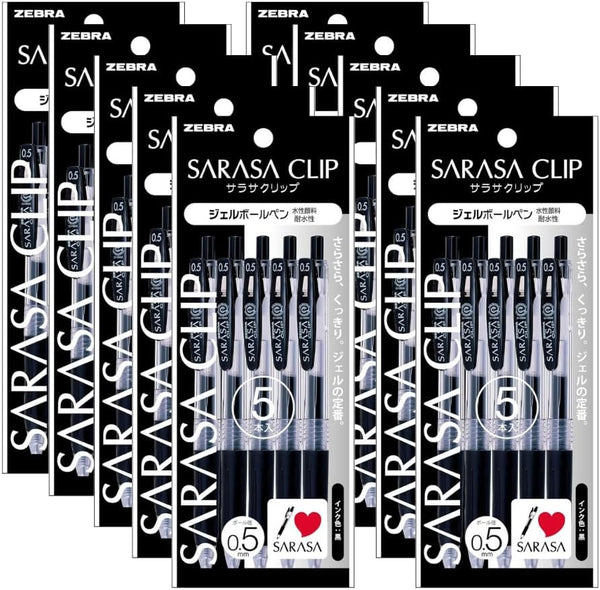Zebra Sarasa Clip Gel Pen 0.5mm Black P-JJ15-BK5 5 Pens Pack