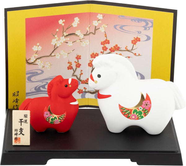Seto Togeisha 2026 Zodiac Horse Figurine Porcelain Parent & Child Ornament
