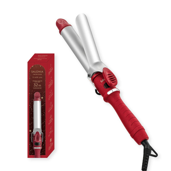 SALONIA Ceramic Curling Hair Iron 32mm – Champagne Red (2026 Fall Winter Limited Color)