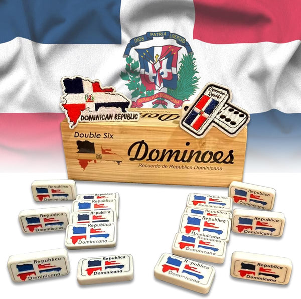 PRK 14 02020 Double Six Domino Set with Dominican Republic Patch