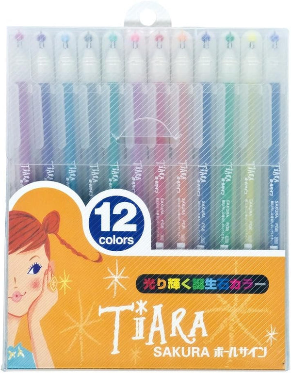 Sakura Crepas Ballsign Tiara Birthstone Color Gel Pen Set 12 Colors PGB12TN
