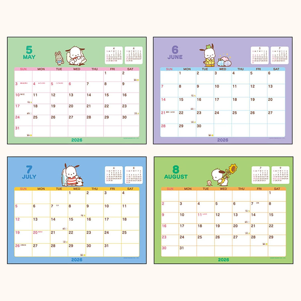 Sanrio 622176 Ring Calendar 2026 Pochacco Tabletop Paper Calendar