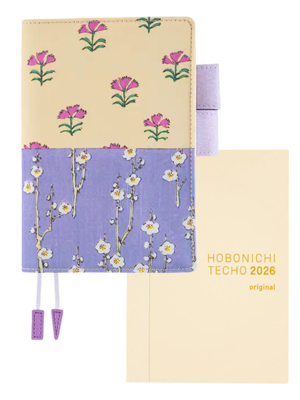 Hobonichi Techo 2026 Unsodo Bijutsukai Plum & Nadeshiko Floral Design A6 Cover