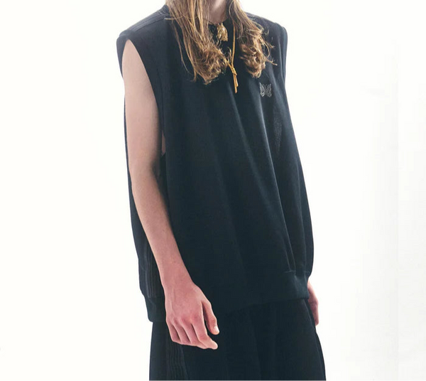 Needles x LHP Exclusive NeckPoly Smooth Black Sleeveless Track Crew