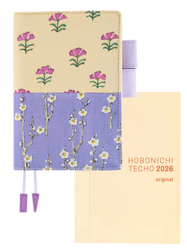 Hobonichi Techo 2026 Unsodo Bijutsukai Plum & Nadeshiko Floral Design A6 Cover
