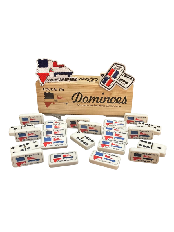 PRK 14 02020 Double Six Domino Set with Dominican Republic Patch