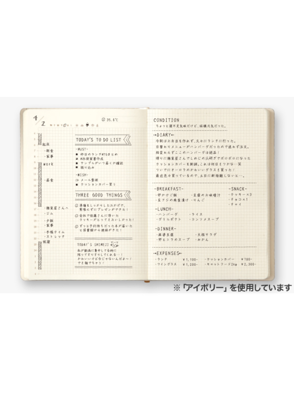 Midori hibino Free Daily Planner A6 Brown 15396006