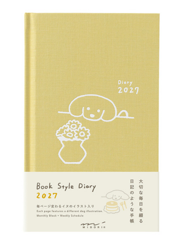 Midori 2027 Japanese Dog Diary B6 Slim Monthly & Weekly Planner