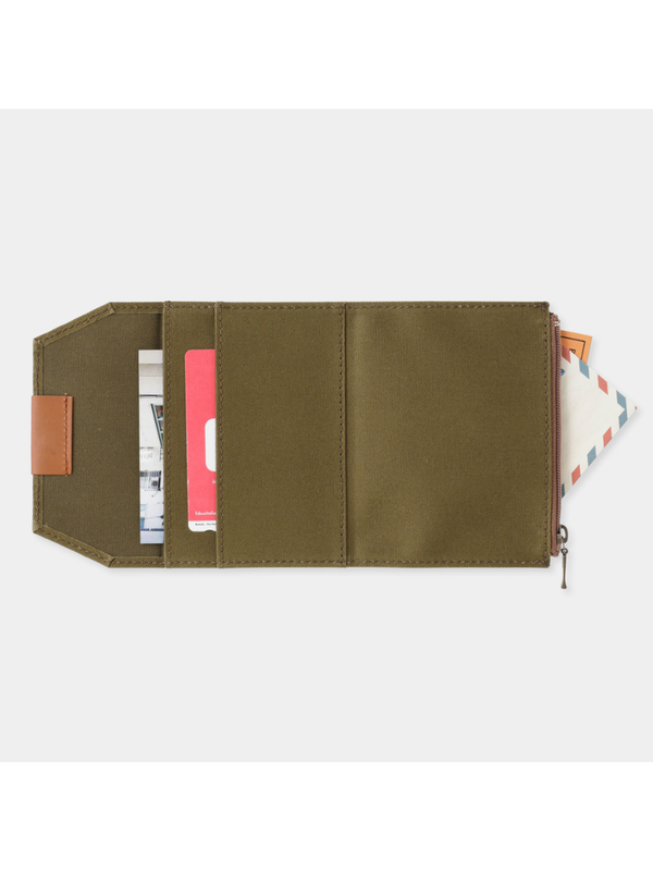 TRAVELER'S notebook Passport Size Cotton Zipper Case – Olive