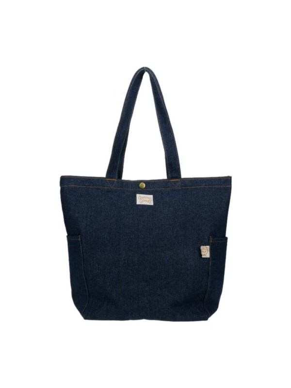 Osamu Goods Denim Tote Bag Embroidered Dog Navy