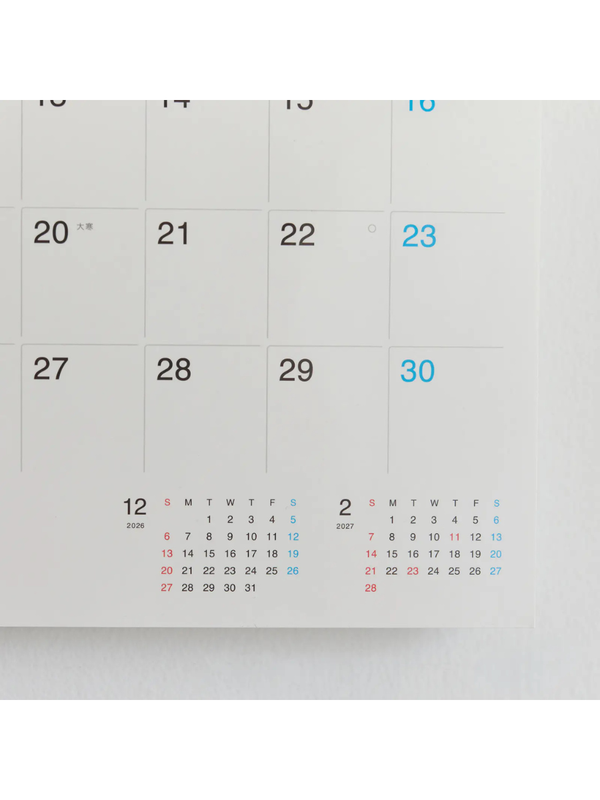Hobonichi Whiteboard Calendar 2027 Medium Size
