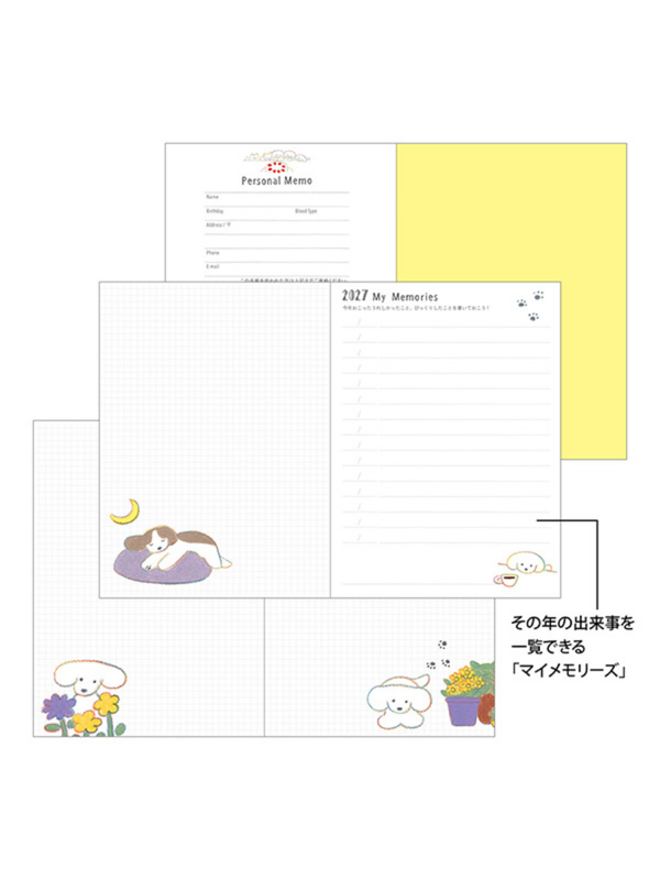 Midori 2027 A6 Dog Diary – Monthly & 2-Week Planner