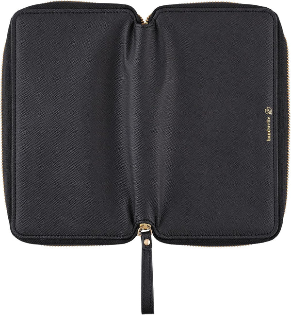 Hobonichi Techo 2026 Weeks Cover Notte Zip PU Leather Planner Cover Black Embossed