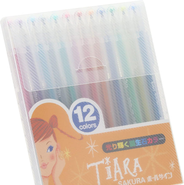 Sakura Crepas Ballsign Tiara Birthstone Color Gel Pen Set 12 Colors PGB12TN