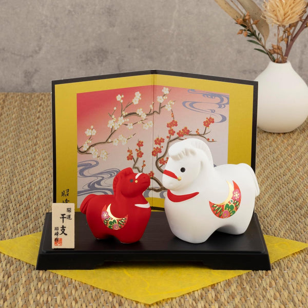 Seto Togeisha 2026 Zodiac Horse Figurine Porcelain Parent & Child Ornament
