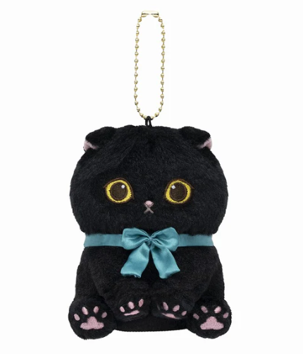 mofusand Sitting Black Cat Mascot Keychain