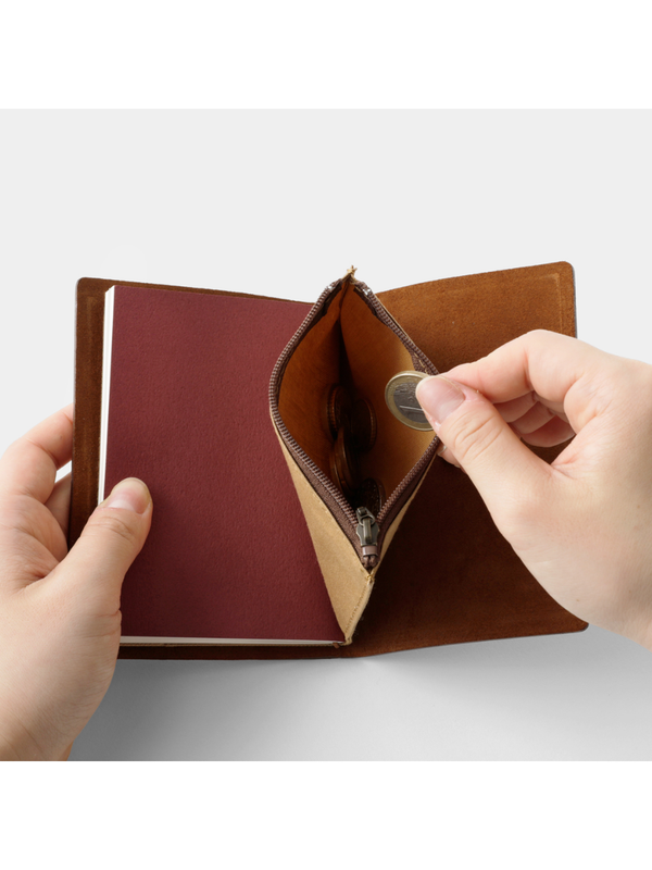 TRAVELER'S notebook Passport Size Cotton Zipper Case – Coffee