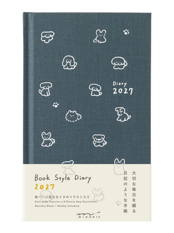 Midori 2027 Japanese Dog Diary B6 Slim Monthly & Weekly Planner