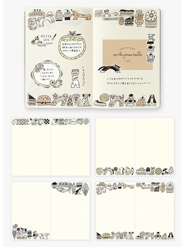 Midori Yuru Log B6 Dot Grid Notebook - Sweets & Animals Design (15399006)