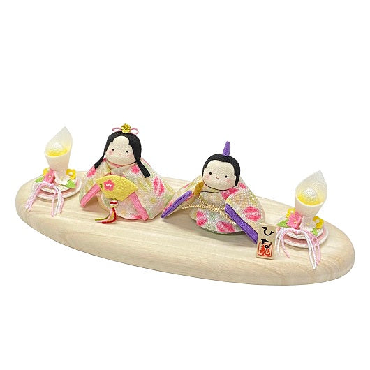 Kimura Ohshido Pottery-Style Hina Doll Couple (Asanoha Pattern)