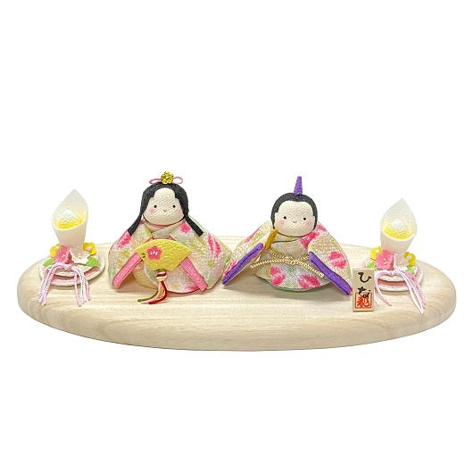 Kimura Ohshido Pottery-Style Hina Doll Couple (Asanoha Pattern)