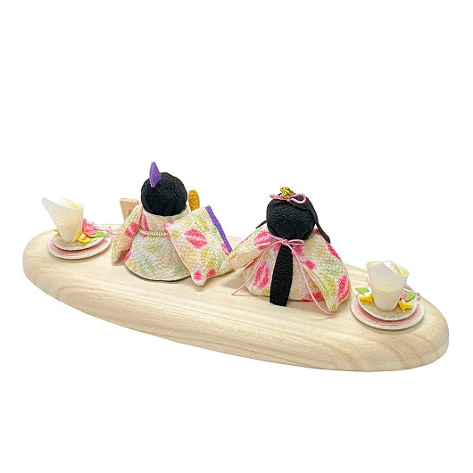 Kimura Ohshido Pottery-Style Hina Doll Couple (Asanoha Pattern)