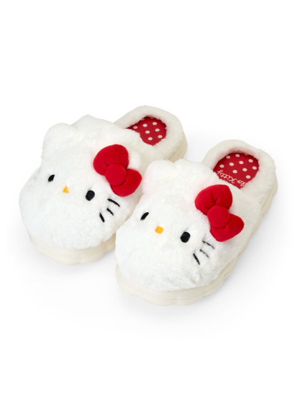 Sanrio Hello Kitty Face Plush Slippers – Adult Size