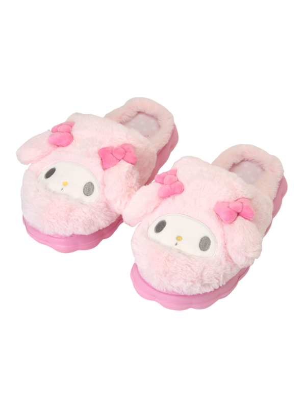 Sanrio My Melody Face Plush Slippers – Adult Size