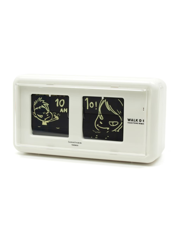 Yoshitomo Nara WALK ON Flip Clock – Unique White Table Clock