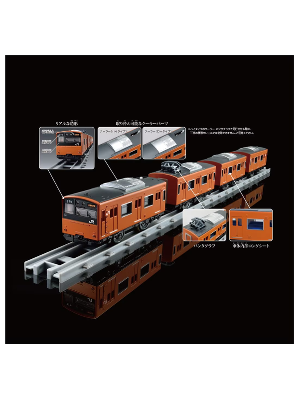 Plarail Real Class 201 Series Commuter Train (JR West Orange) – Detailed 4-Car Train Set