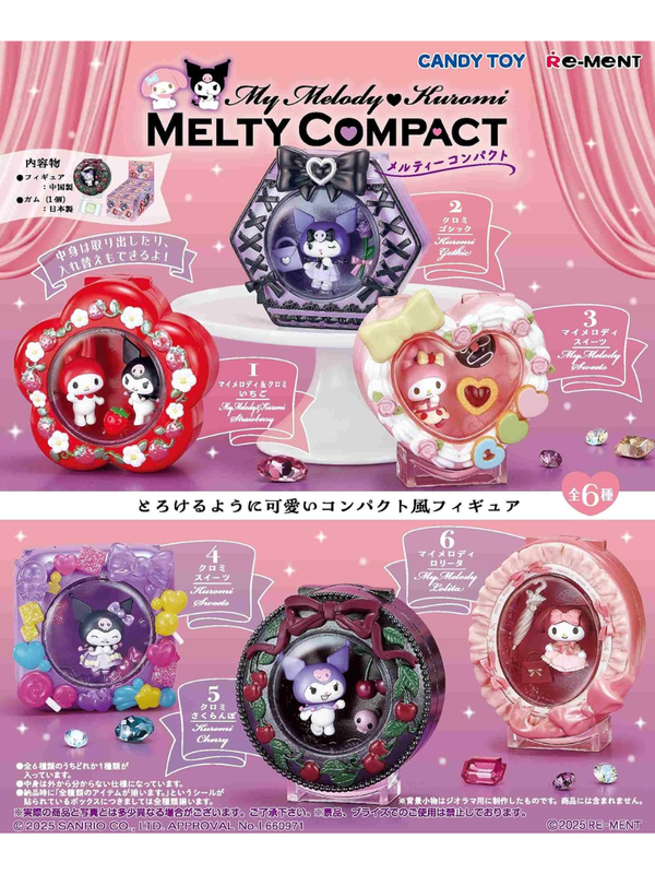 Re-Ment Sanrio My Melody & Kuromi Melty Compact Figure 6-Pack Box Set