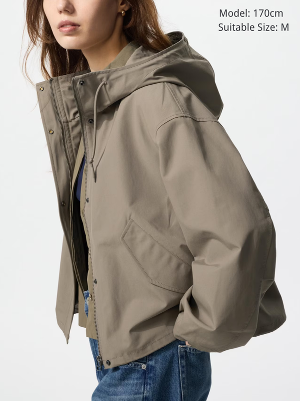 Uniqlo 479229 Cotton Blend Short Parka Women’s Hoodie