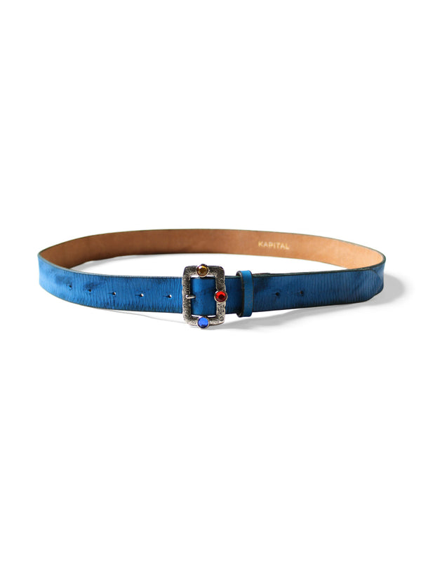 Kapital Oiled Leather Studded Disco Buckle Belt