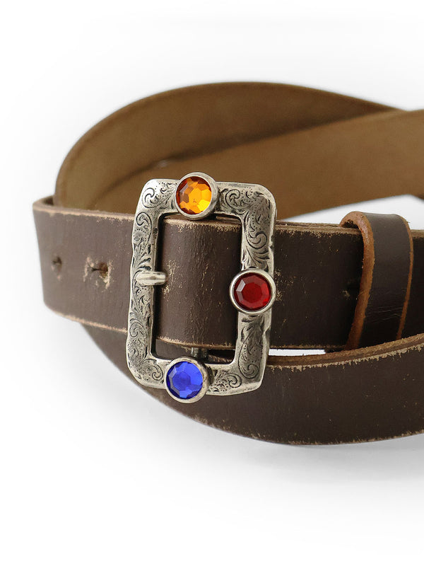 Kapital Oil Leather Studded Disco Buckle Belt