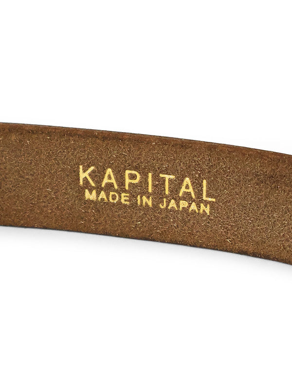 Kapital Oil Leather Studded Disco Buckle Belt