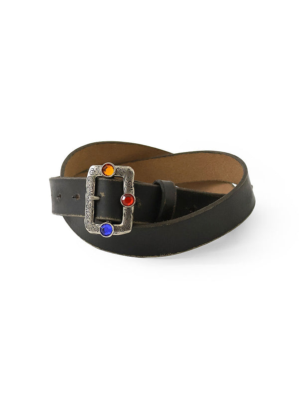 Kapital Oil Leather Studded Disco Buckle Belt