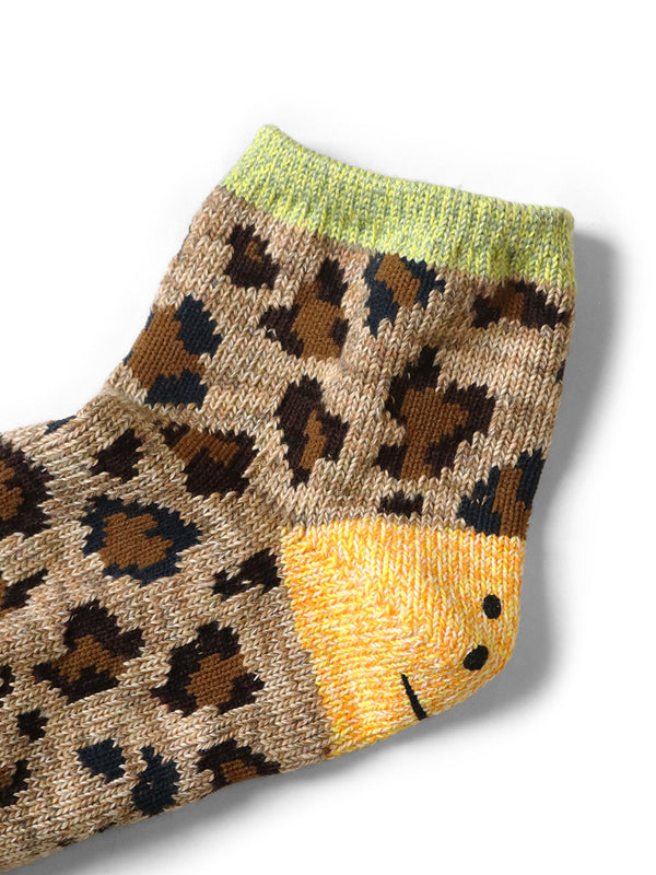 Kapital 84-ply RAINBOWY HAPPY HEEL Leopard Ankle Socks